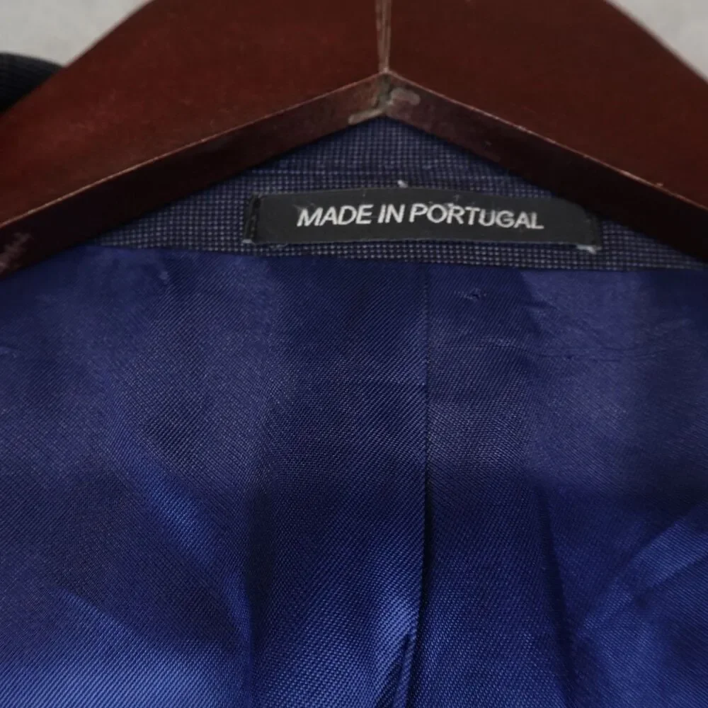 J Hilburn Blazer Mens 44S Vitale Barberis Canonico Wool Blue Tailored Fit